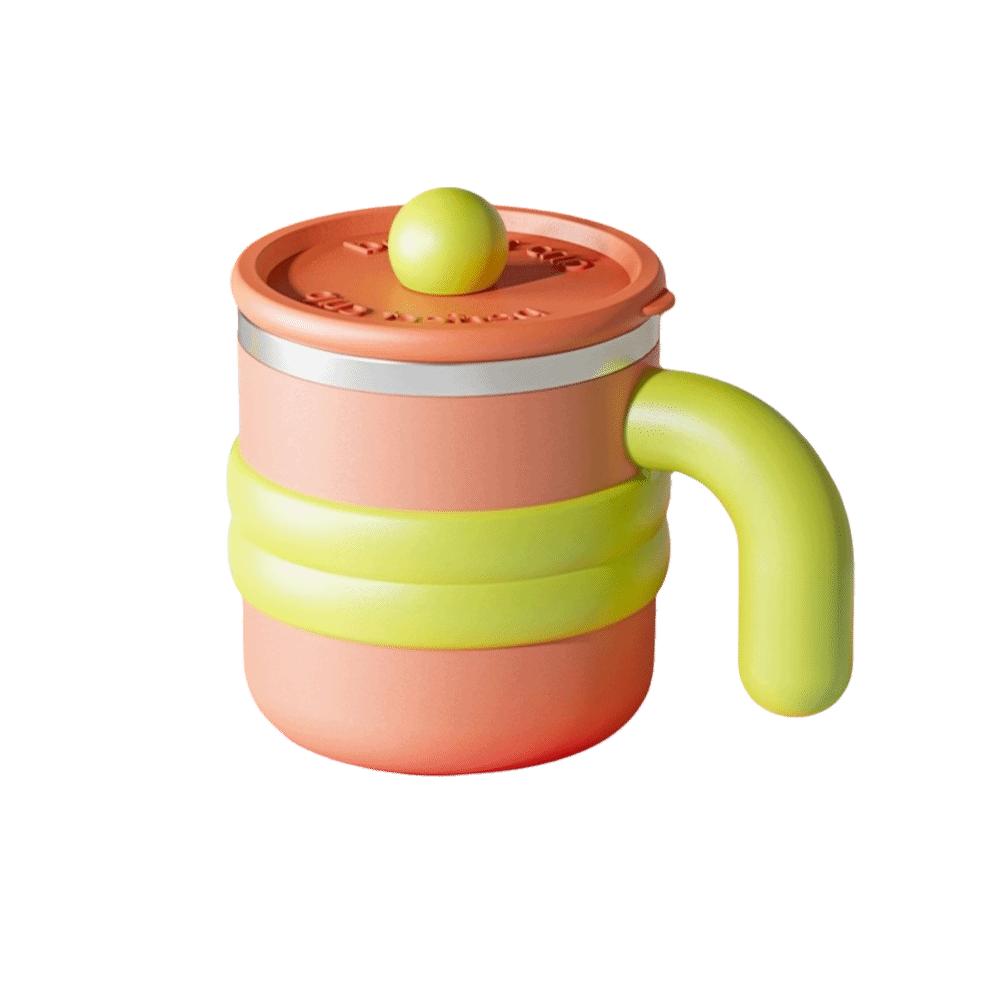 

with Handle Portable Coffee Cup Dopamine Stainless Steel Mug Double-layer Thermos Cup Brewing Tea рожевий