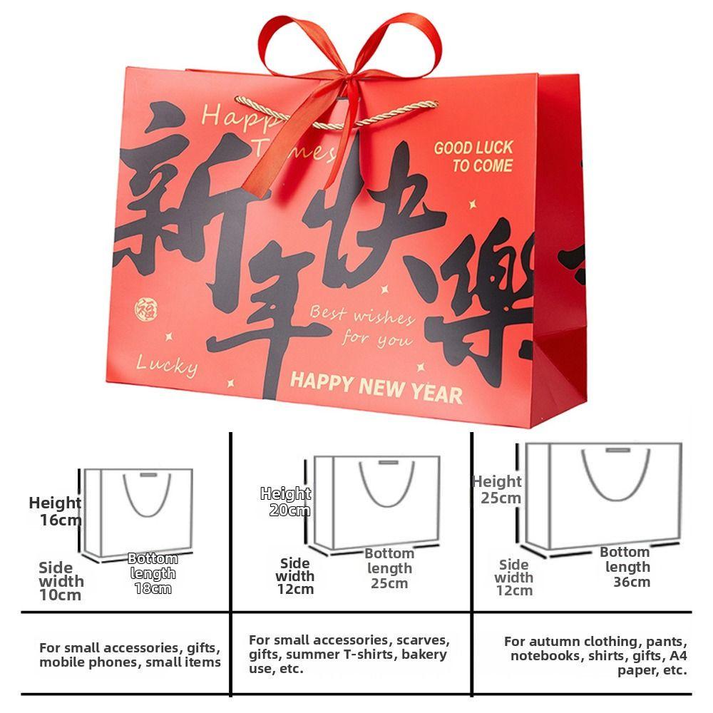 Red Present Wrap Bag Bow Ribbon New Year Gift Bag New Year Decor Gift Packing Bag Holiday Gifting