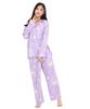 SAZAC Kuromi Shirt Powder Long Sleeve and Pants Loungewear Pajamas, Stretch, Women's, Set, (Purple/L/SAN1908)