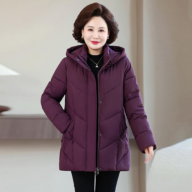 Middle-aged mother winter hooded cotton-padded jacket warm cotton-padded jacket winter clothing foreign style middle-aged and elderly thickened