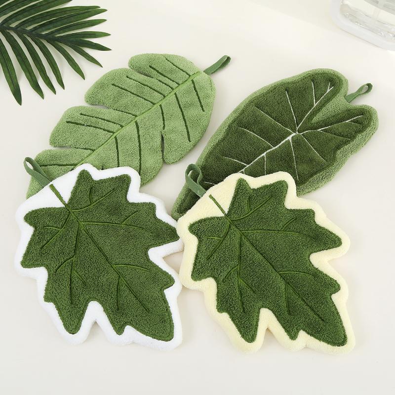 Leaf Hand Towel Absorbent Kitchen Towel Soft Towel For Hands Bathroom Hanging Towels Handkerchief Towels Wash Hands Towels