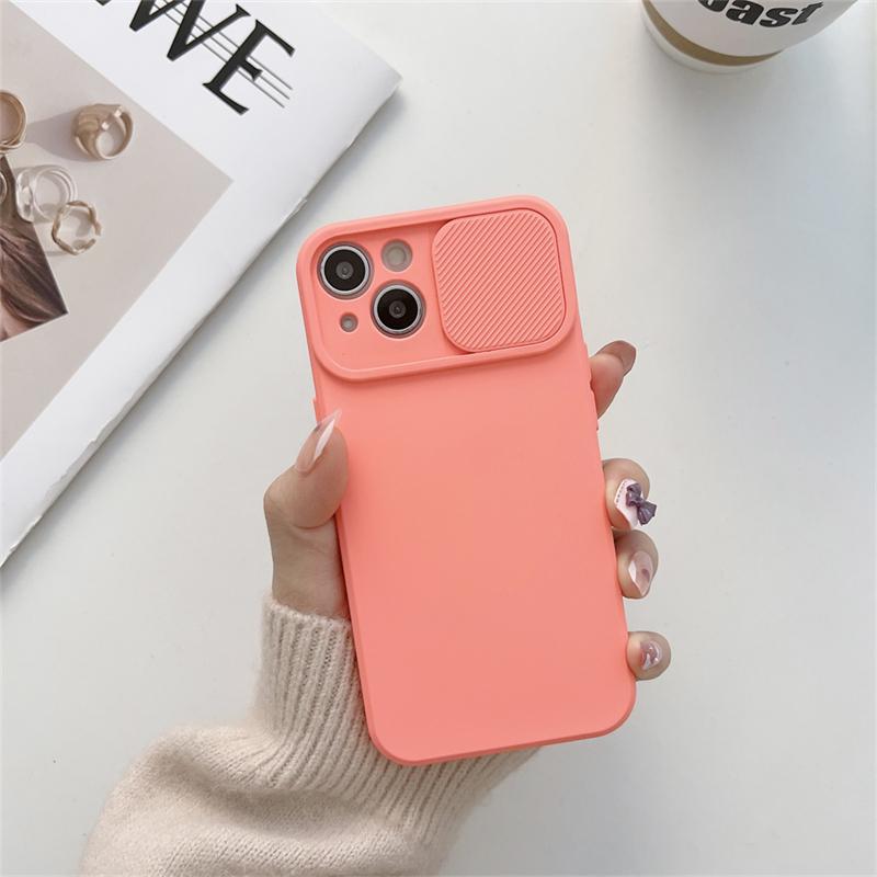 Slide Camera Protection Candy Color Θήκη τηλεφώνου Μαλακή σιλικόνη για iPhone15 14 13 12 11 Pro XS Max Mini X XR 7 8 Plus Κάλυμμα προφυλακτήρα