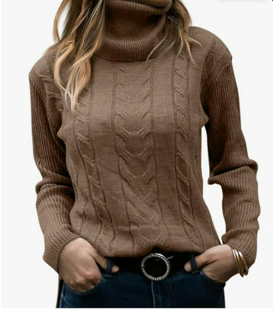 European Retro High Neck Knit Pullover - Women's Long Sleeve Sweater (Solid Color, Autumn/Winter)