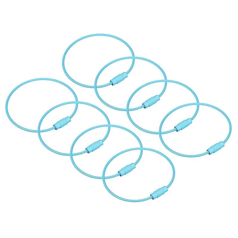 

[uxcell] 8 pack cable keyring 6 (155mm) wire keychain twee Stroop lanyard key chain luggage tag sky blue