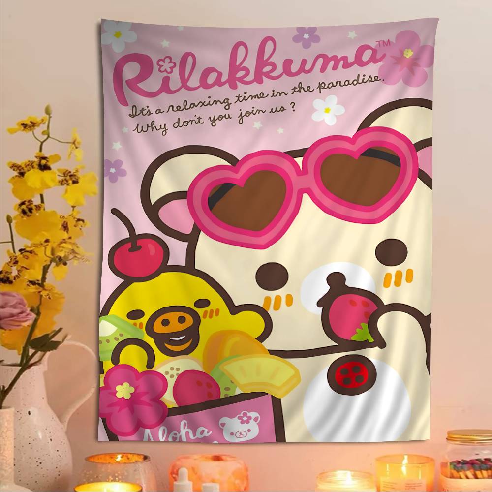 Cute Bear RRilakkumas Cartoon Tapestry Art Science Fiction Room Home Decor Art Home Decor