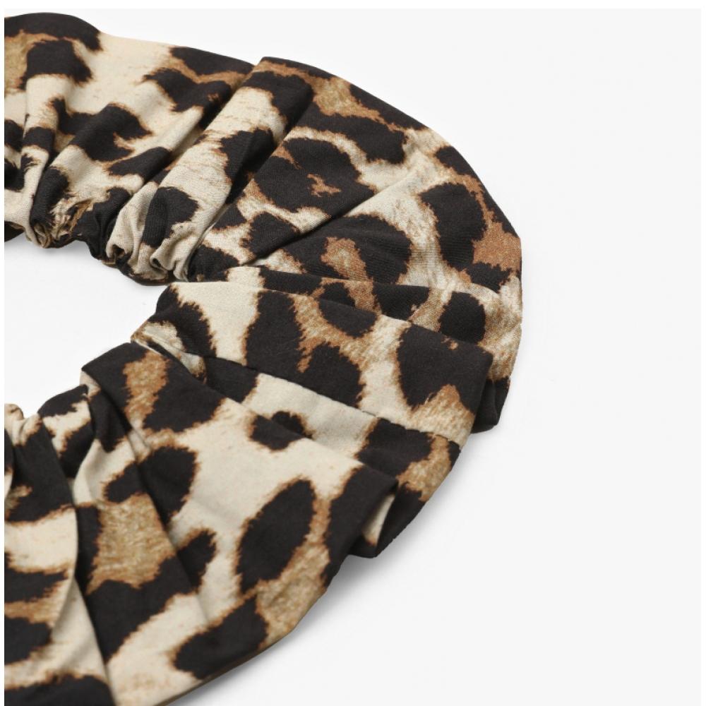Ganni A5993 943 Leopard Print Scrunch Headband