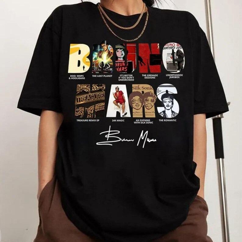 2026 Summer Tee Men Women Vintage Top Bruno Mars the Romantic Vintage Tee Bruno Mars Graphic Shirt Music Lover Gift Short Sleeve Casual Clothing 4XL