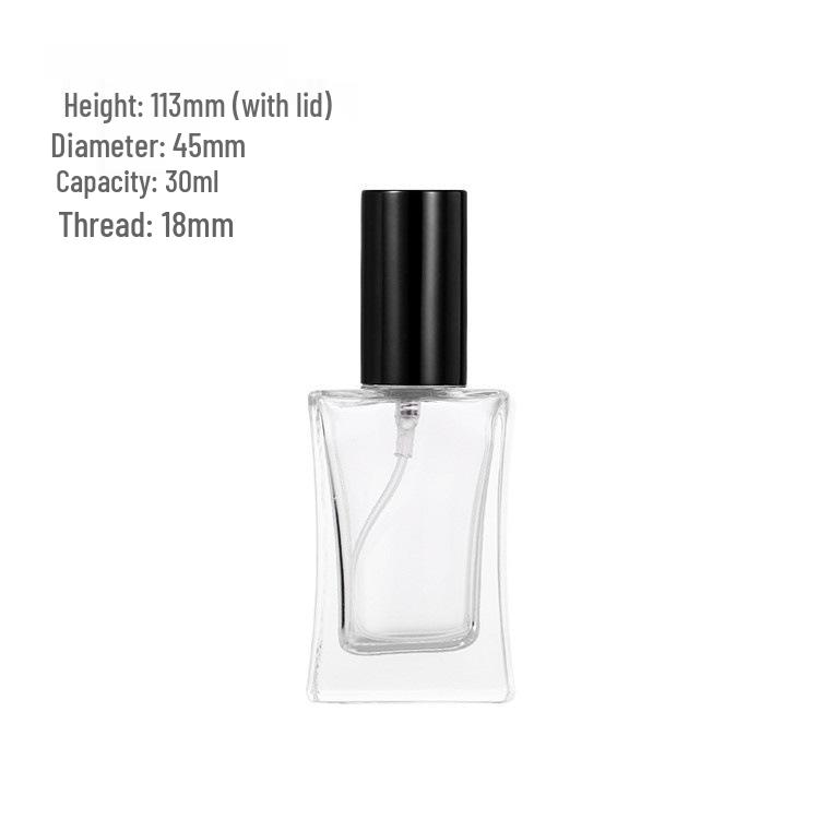 Transparent Glass Perfume Spray Bottle, 18-Screw Mouth, 30/50ml, Empty Decanting Bottle