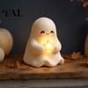 Gifts for Halloween Lovers Cute Light Up Ghost Decoration, Small Statue Night Light, Resin Pumpkin Table Decoration Indoor, Kitchen Tiered Tray