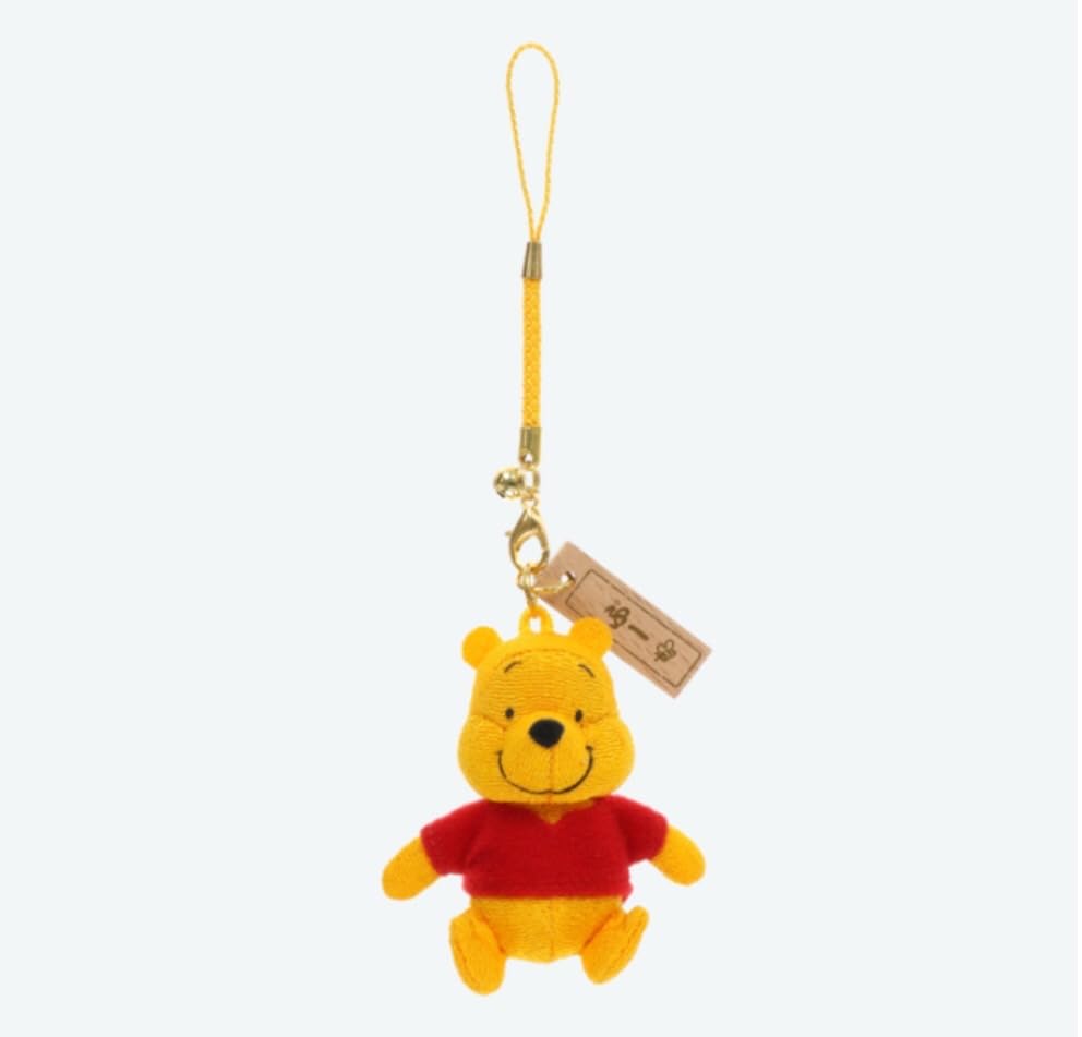 Winnie the Pooh Mascot Strap with Senshafuda Tokyo Disney Resort Netsuke Chirimen-style (Shrine Tag) - Exclusive, Japanese-Style