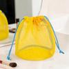 Drawstring Mesh Cosmetic Bag Toiletry Mesh Pouch Dopamine Color Grid Beach Bag, Handheld Toiletry Bag, Miscellaneous Storage Bag