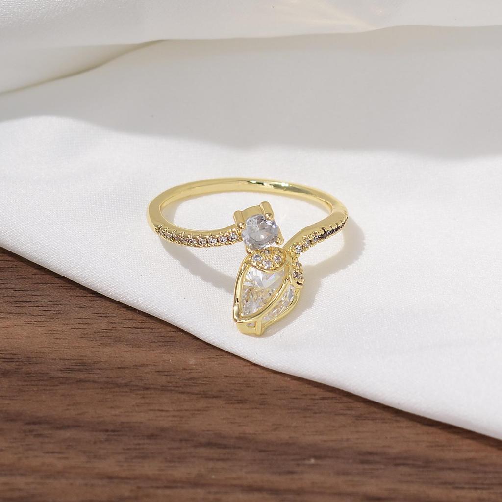 Enamel and Diamond Tulip Adjustable Gemstone Ring for Women - Durable, Non-Fading, High-End Exquisite Design