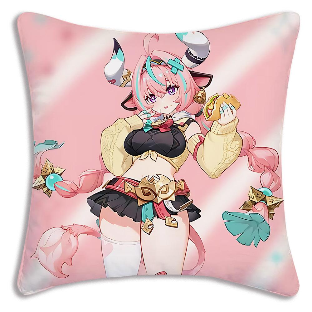 Hot Anime Genshin For V-Varesa Pillow Covers Cartoon Sofa Decorative Home Double-sided Printing Short Plush Cute Cushion Cover
