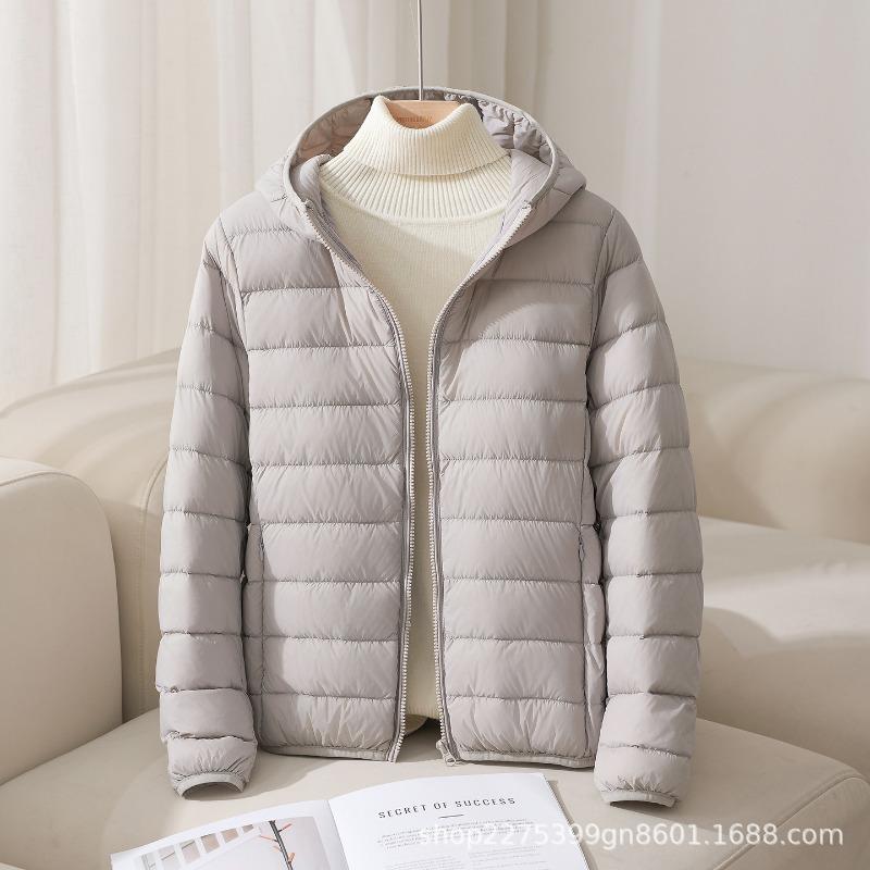 Autumn and winter new white duck down light down jacket women's short hooded slim light jacket Pinghu