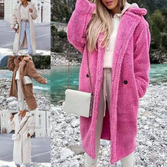 Abrigos Mujer Casual Soild Manga Larga Bolsillo Felpa Tejido Abrigos Mujer Casual Soild Manga Larga Bolsillo Felpa Tejido