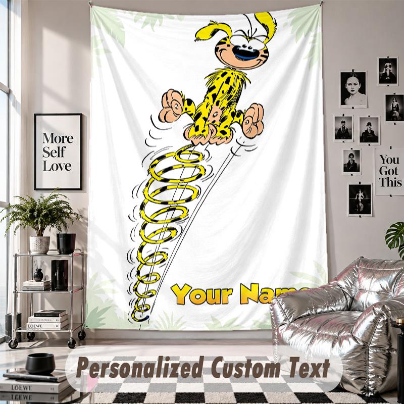 Custom Tapestry Wall Hanging, Marsupilami Personalized Name Text Home Wall Decor