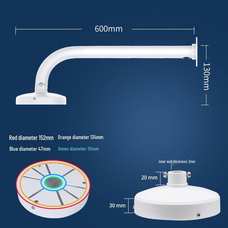 Aluminum Alloy Smart Camera Wall Mount with Cable Concealment, Indoor/Outdoor Extended Pole, and Dome Bracket