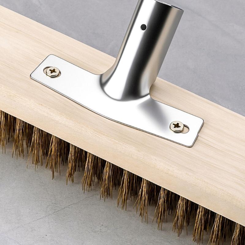 Ergonomic Long Handle Floor Brush With Hardened Steel Bristles Ideal For Outdoor Surfaces Cleaning