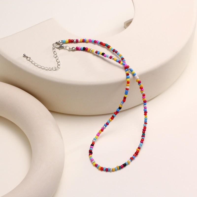 Neue Dopamin-Bonbonfarbe Reiskorn-Halskette, Böhmische Handgemachte Perlen-Halskette Schmuckzubehör
