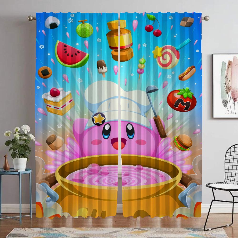 Partition Kirbys Blackout Curtain for Room 2 Panel Curtains for Bedroom Halloween Decoration Shades Home Interior Curtains Child