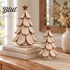 Unique Holiday Gifts for Her 2Pcs Vintage Lighted Christmas Tree Figurine Retro Resin Xmas Decor with Warm Desktop Figurines LED Light Rustic Statue