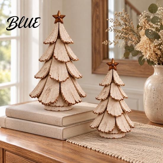 Unique Holiday Gifts for Her 2Pcs Vintage Lighted Christmas Tree Figurine Retro Resin Xmas Decor with Warm Desktop Figurines LED Light Rustic Statue