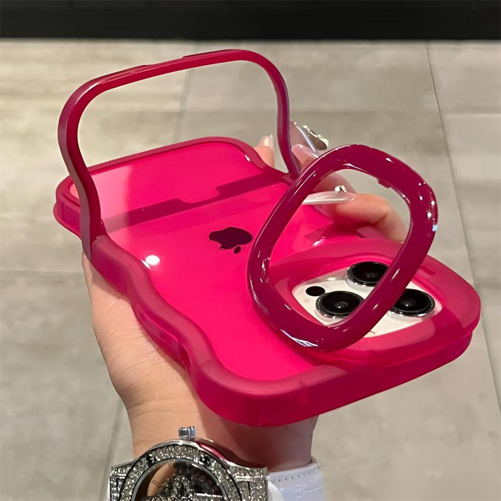 

2IN1 складной волнистый прозрачный чехол для iPhone 16 15 11 12 13 14 Pro Max X XR модный 3D фигурный противоударный защитный чехол For iPhone XS&Case & Holder зелёный