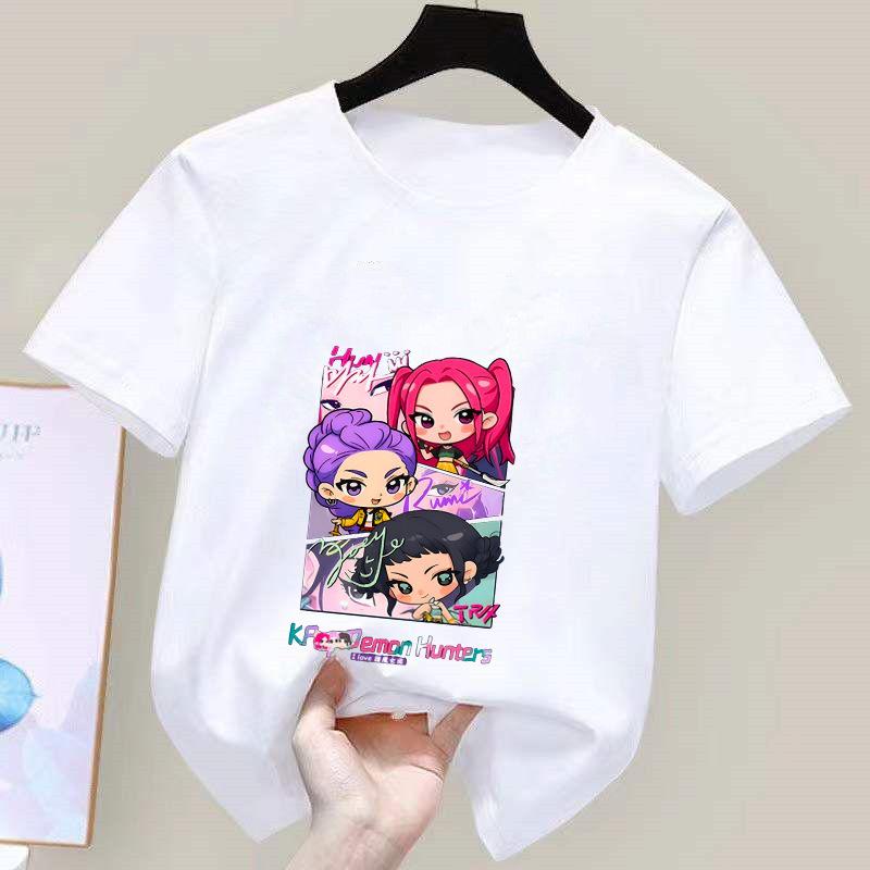 K-POP Demon Hunter Girl Group Unisex Cotton T-Shirt - Kids' Summer Short Sleeve Round Neck Top