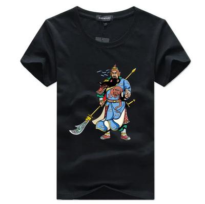 Chinese Style Three Kingdoms Heroic Image Guan Yu Printed T-Shirt 100% Cotton O-Neck Short Sleeve Casual Mens T-shirt Size S-3XL