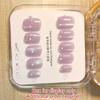 100% HANDMADE Round Shape Fake Nail Set With Glue Art Ice Cream Slightly Transparent Gray Purple Cat'S Eye Short Laser Rainbow Nails Reusable