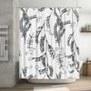 Vintage Black White Leaves Shower Curtain Waterproof Bath Rug Decoration Home Decorative Polyester Fabric Bathroom Decor 180x240