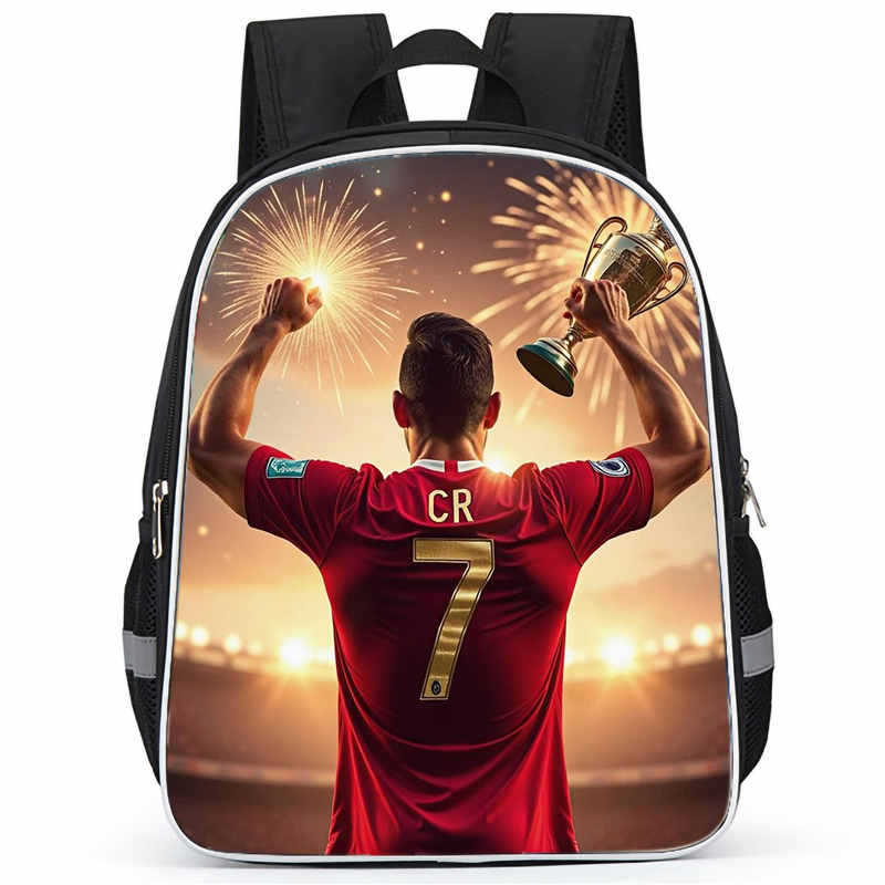 Cr7 Rucksack Hochauflösender Druck Große Kapazität Multifunktion Reißverschluss Oxford Rückenschutz Leichter Rucksack