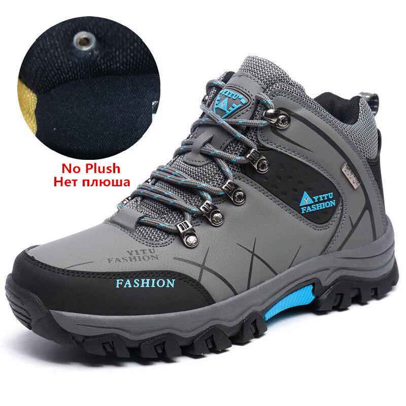 Brand Men's Winter Snow Boots Plush Warm Ankle Boots Waterproof Leather Sneakers Outdoor Male Hiking Boots Work Shoes Size 39-47