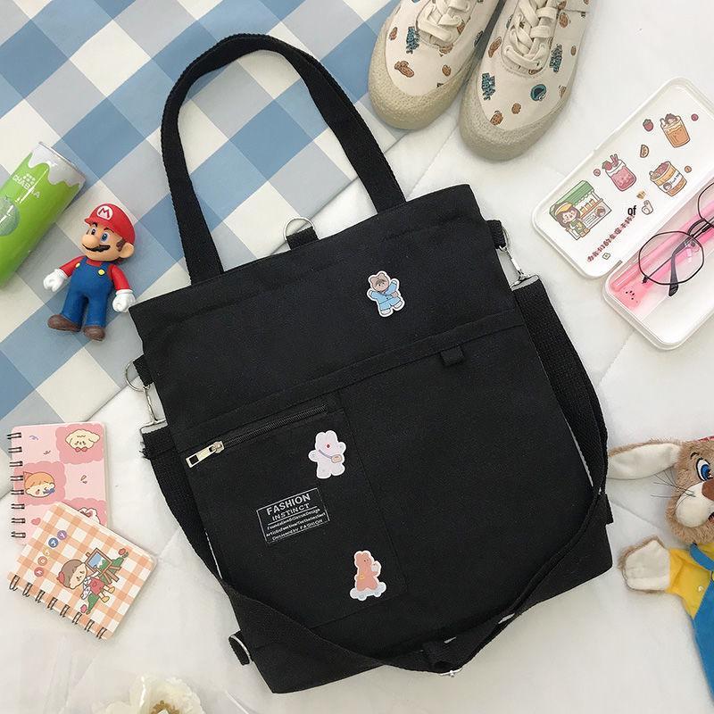 Korean Style Canvas Crossbody Tote - Versatile Large Capacity Fashion Shoulder Bag for Students