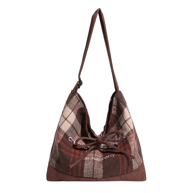 

Vintage Patchwork Double-Pocket Denim Tote - Large Capacity & Versatile Casual Crossbody Shoulder Bag кавовий