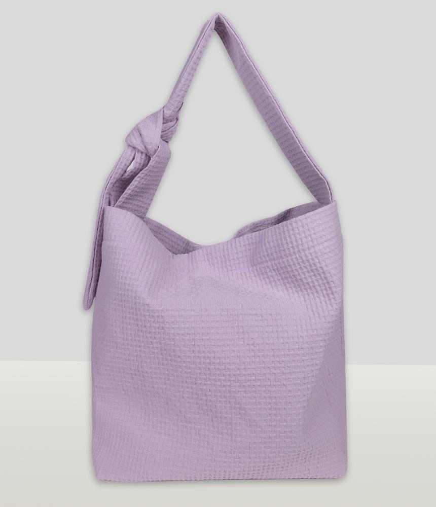 A By A Waffle Pure Cotton Bobusang Shoulder Eco Bag Light Purple