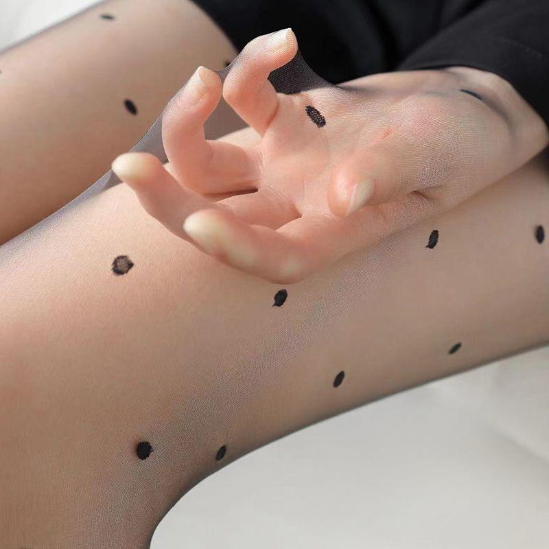 Calze Nere Calze Sexy Cuore d'Amore Stile Mi Collant a Pois Estate Effetto Nudo Seta Nera Stile Jk Ultrasottile