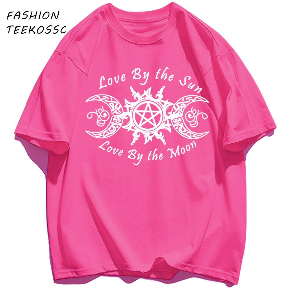 Love By The Sun And Moon Print Mens TShirt Casual Summer T Shirts Oversize AllMatch Man Streetwear Cotton Hip Hop Clothing