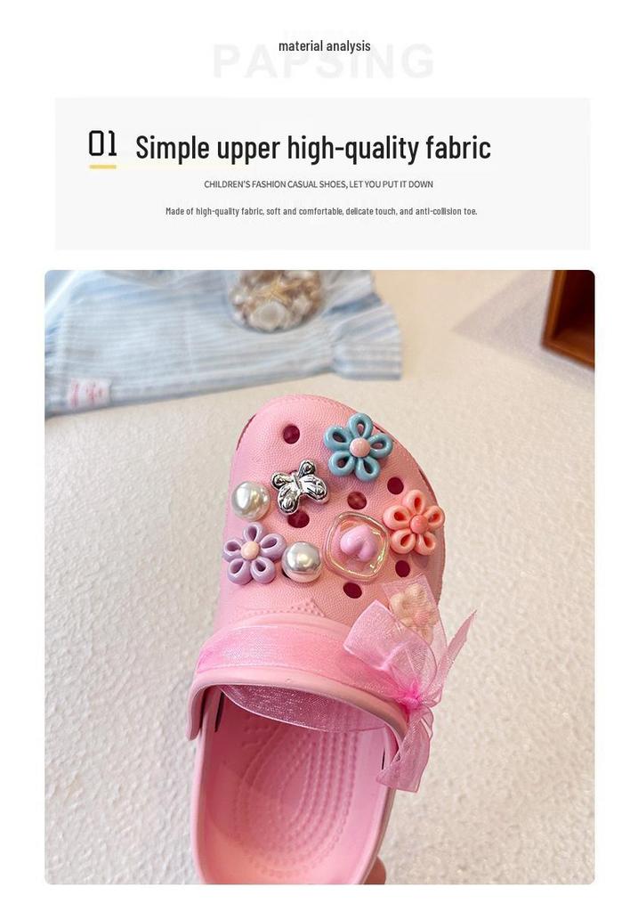 Non-slip Princess Flower Summer 2026 Girls' Sandals - Baby & Home, Outdoor, Parent-Child Slip-on Shoes