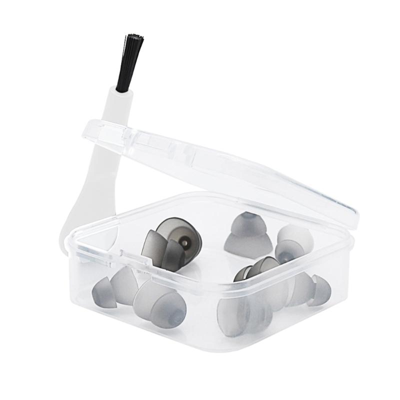 

Clear Square Organizers Box For Earphone Parts Includes 3 Size Silicone Eartips Portable Protective Carrying Container білий