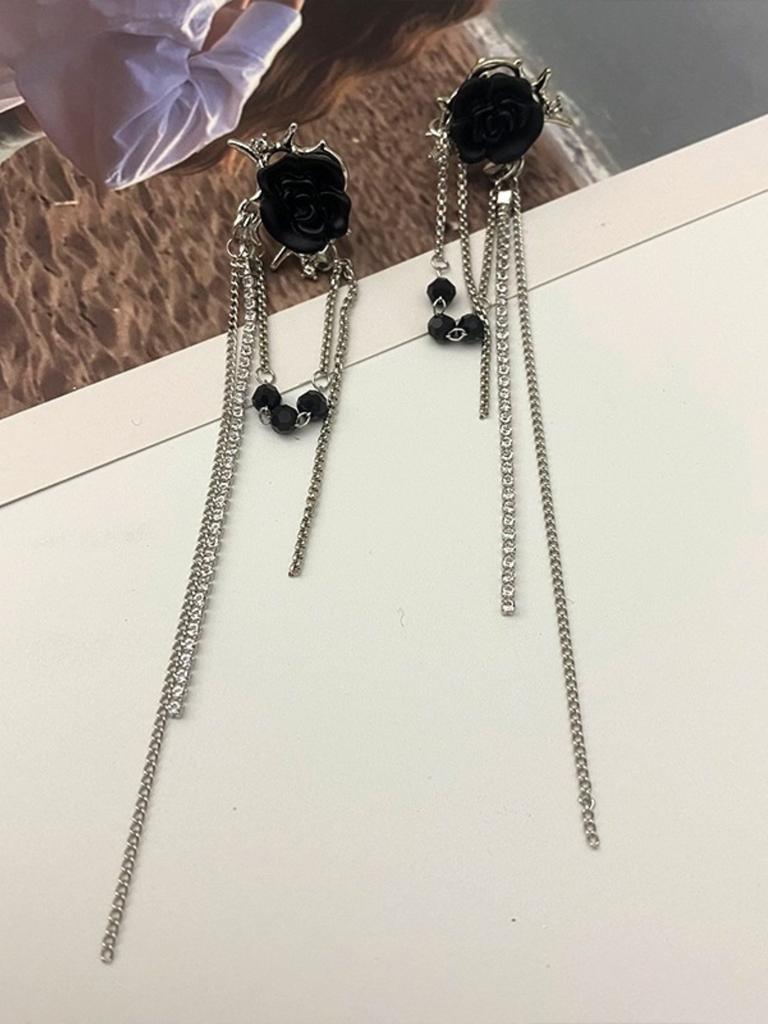 Korean ins cold wind niche design stud earrings, long tassel fashion earrings, diamond-encrusted mango star tassel earrings