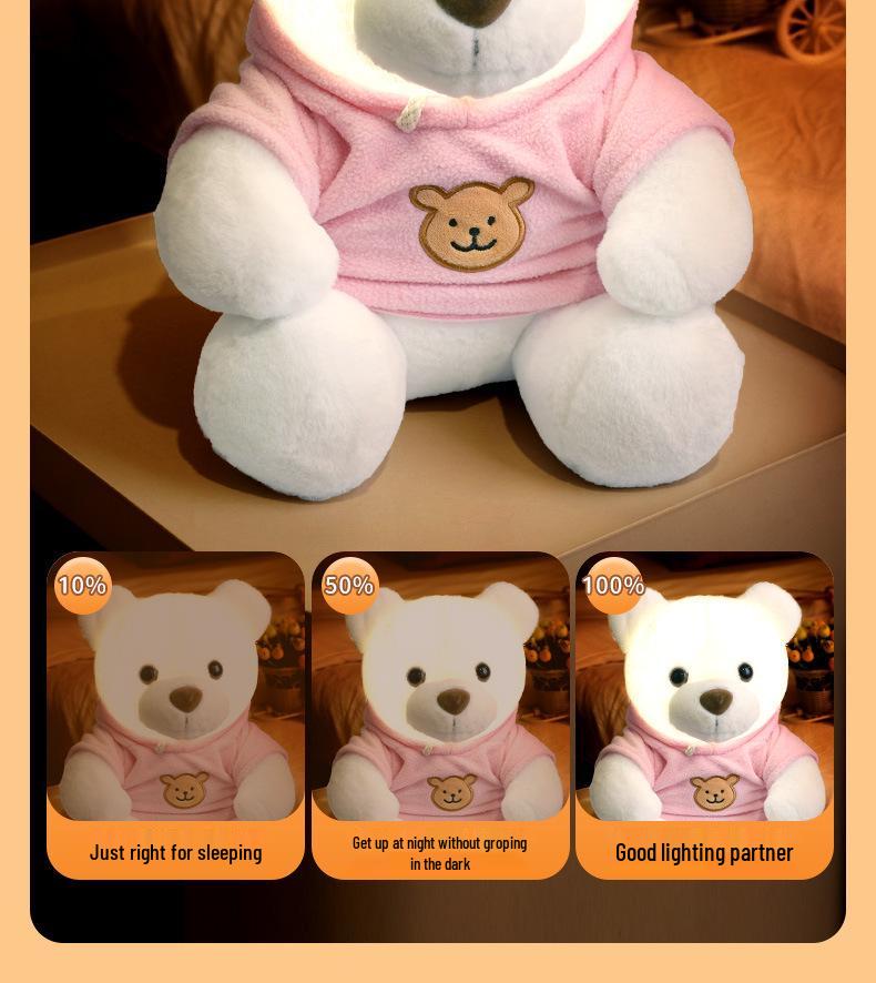 2026 Creative Plush Bear Tap Light with Type-C Charging – Bedroom Night Light Ornament