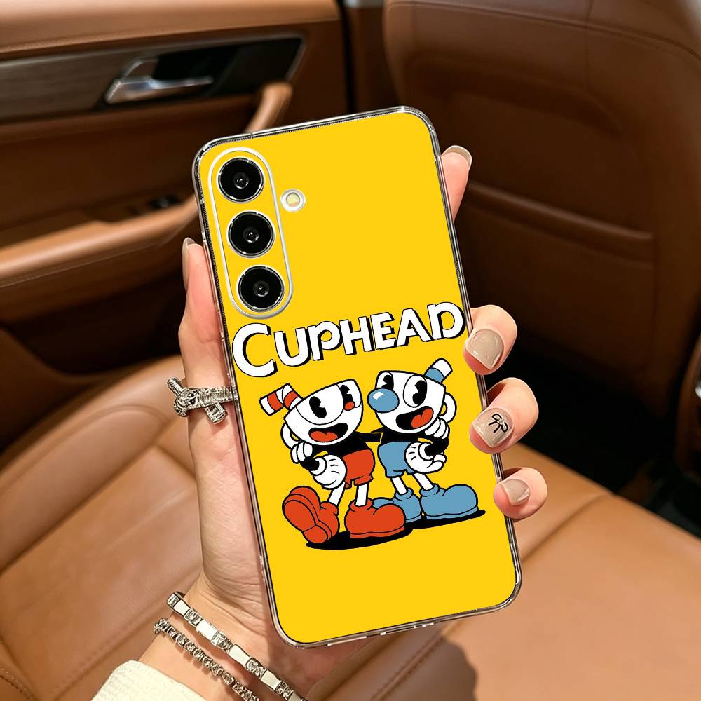 Süße CupHead und MugMan Handyhülle für Samsung Galaxy A71, A70, A52, A51, A40, A30 Transparente Hülle