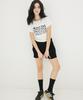 AWESOME STUDIO Wave Lettering Crop Slim Short Sleeve T-Shirt Ivory