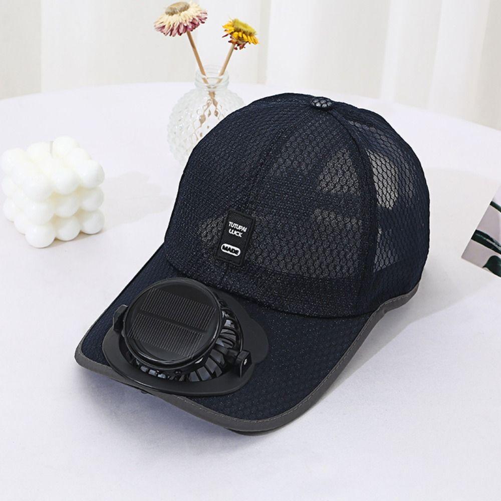 Strong Wind Baseball Cap with Fan UV Protection Breathable Mesh Sun Hat  Beach