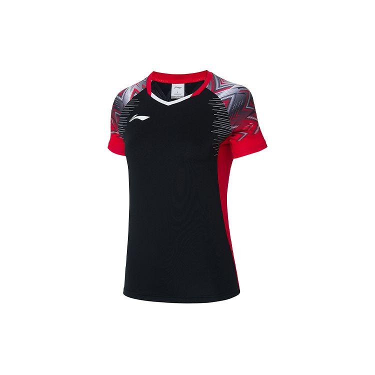 Li Ning Shoulder Seam Breathable Short Sleeve T-Shirt Women Tops Black AAYS058-2