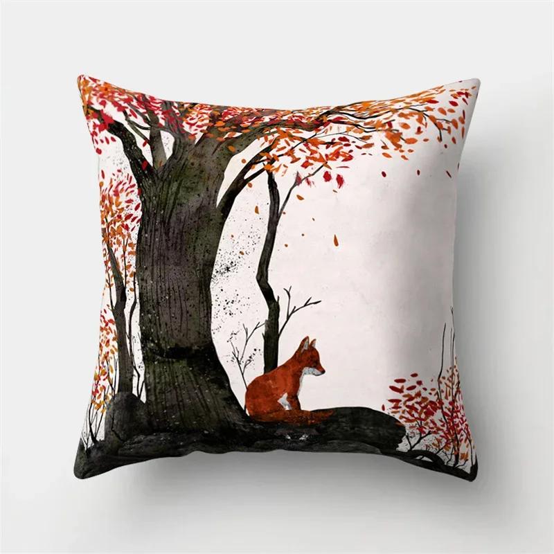 Four Seasons Natural Landscape Double-Sided Printed Pillow Cover Short Plush Suitable Living Rooms Bedrooms Throw Cushion Cover