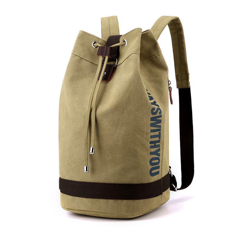 Men's Retro Canvas Drawstring Backpack - Student, Travel, Sports, Basketball Schoolbag
