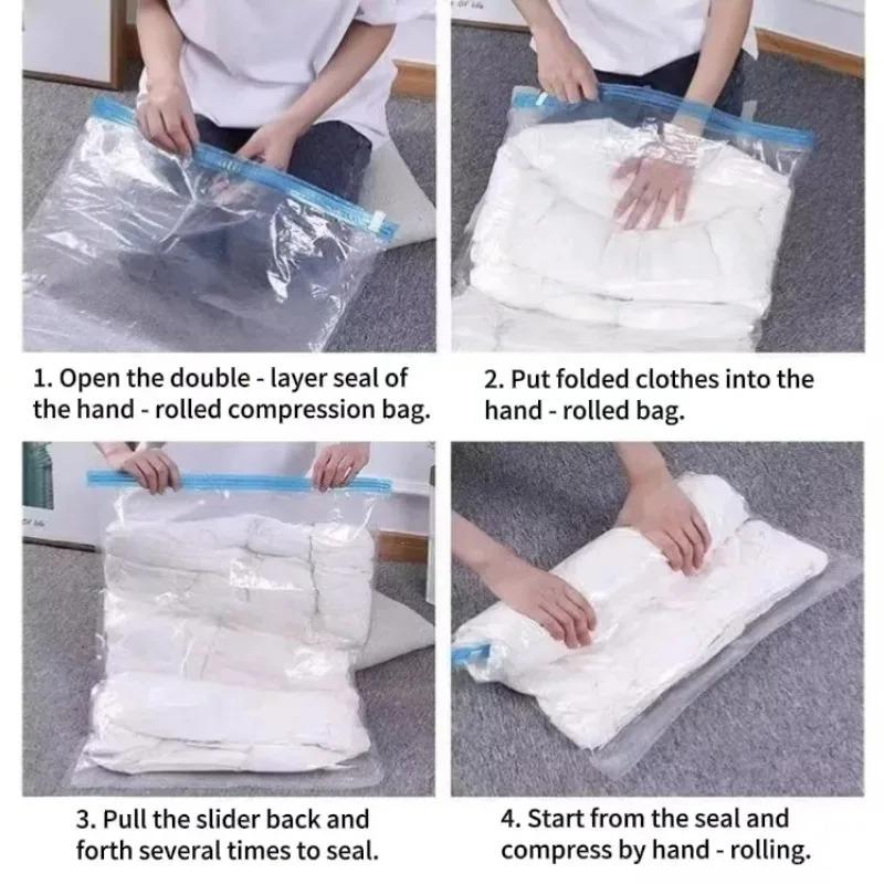 Reusable Hand Rolled Travel Compression Bag Vacuum Bags for Storing Clothes Suitable for Luggage and Essential Cruise Clothing
