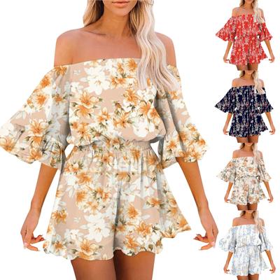 WomensFashion Patchwork με κοντό μανίκι με φαρδιά στάμπα σιφόν